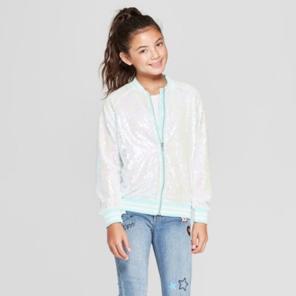 Disney Princess Sequins Jacket Aqua Girls S